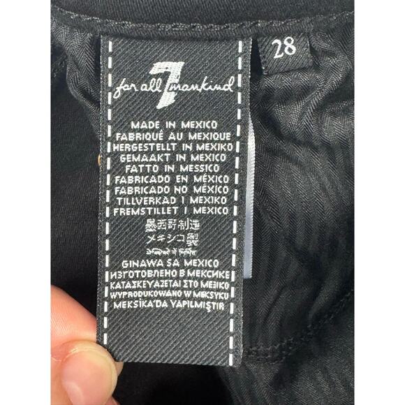 7 For All Mankind Women's Crop Bootcut Black Stretch Denim Jeans - Size 28x25.5 - Picture 5 of 6